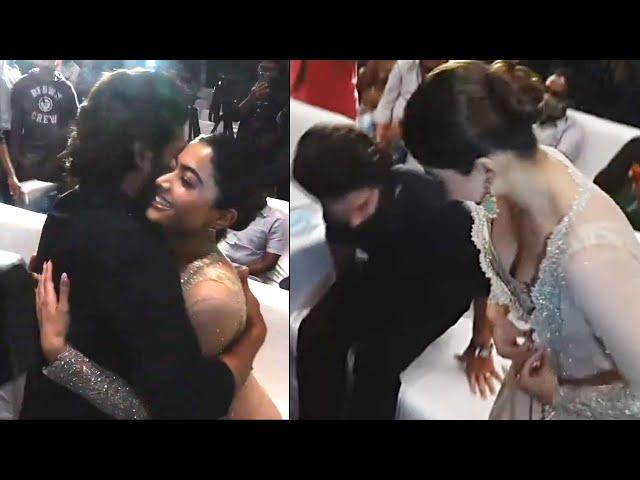 Allu Arjun Tight HUGS Rashmika Mandanna At Pushpa Telugu Press Meet | Filmylooks