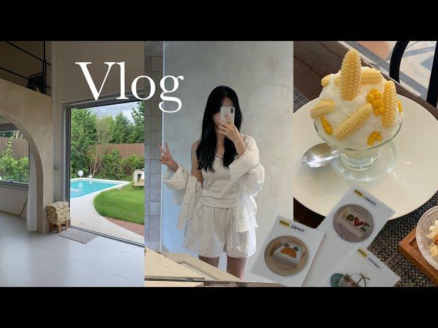 vlog 이곳은 마치 발리..🫧ㅣ춘천 디어라운더맨션, 한남동 아우치, 더트러플베이커리 키친, 시에 미니 스크런치, 경탁주, 메종드라카테고리 빙수, 어뮤즈 키티, 뉴칸 더블파워