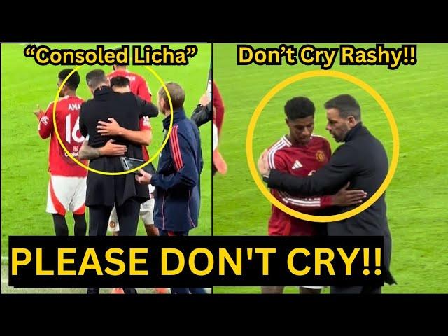 Van Nistelrooy CONSOLED Rashford & Lisandro Martinez who looks CRYING after sub off vs Leicester