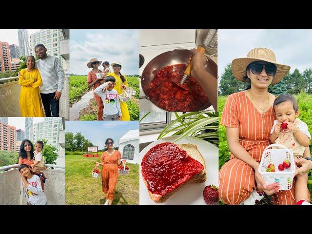 Athai Wearing Churidar For the First Time | A Visit to a Strawberry Farm | Strawberry Jam Recipe