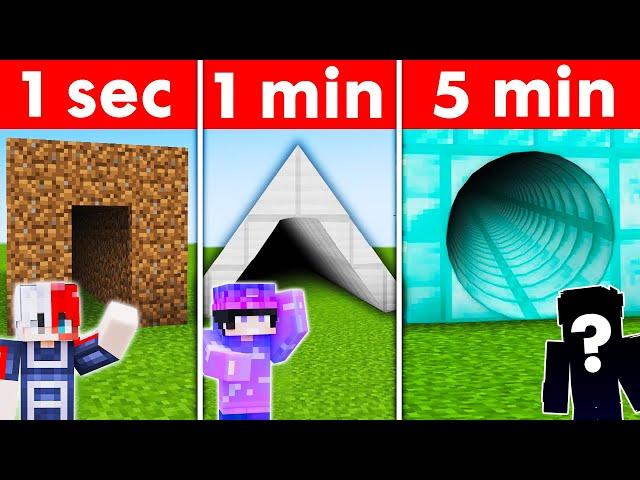 WE BUILT THE BEST SECURITY TUNNEL! 5 SECONDS VS 1 MIN VS 5 MIN (Minecraft)