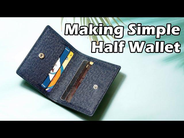 96 [Leather Craft] Making simple Half wallet / [가죽공예] 심플 반지갑 만들기 / Free Pattern