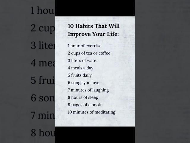 10 habits that will improve your life #motivation #successmindset