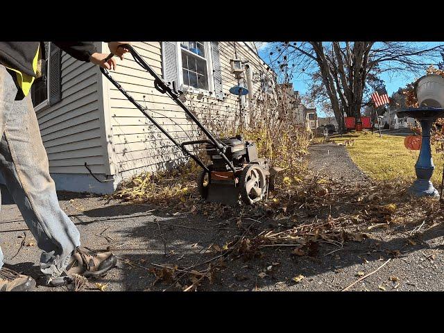 Destroying/Mowing Dead Plants Before the Snow Hits! Vintage Craftsman String Trimmer Still Going!