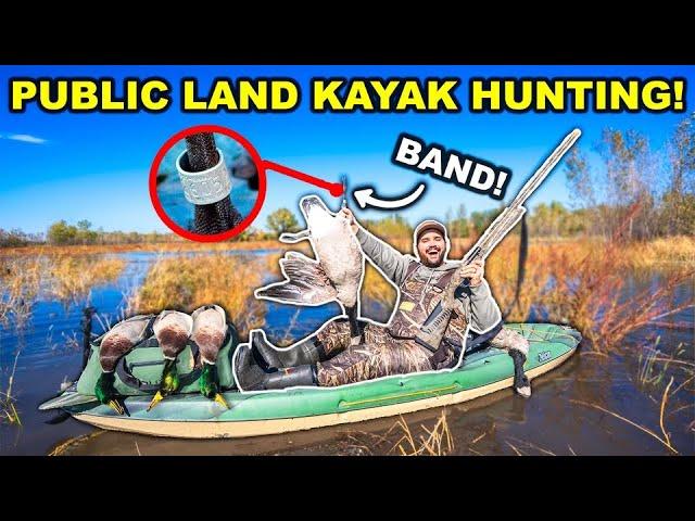 SOLO Walmart KAYAK Public Land Duck Hunting CHALLENGE with RARE BAND!!! (Catch Clean Cook)