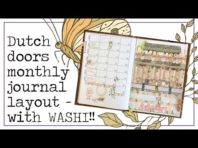 Dutch doors plan with me monthly layout bullet journal with washi tape art