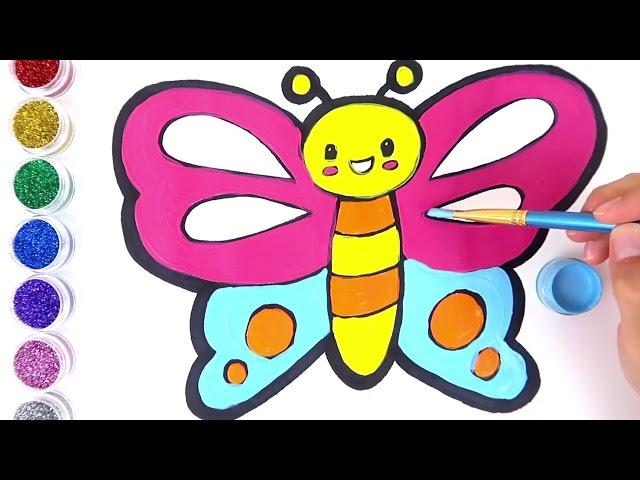 Glitter Butterfly coloring and drawing for kids Toy Monkey Art and Learn