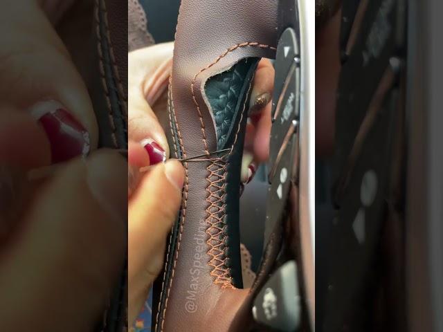 Precision stitched, driver approved🪡 #automobile #car #steeringwheelcover #sewing #tutorial #tips