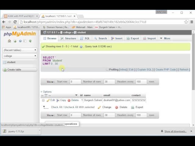 Insert Data Into MySQL Database using jQuery + AJAX + PHP Part2