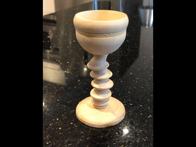 Woodturning a goblet with an offset turned stem