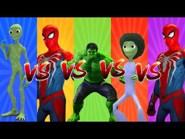 DANCE CHALLENGE spiderman vs hulk vs me kemaste - el taiger  Alien Green dance 