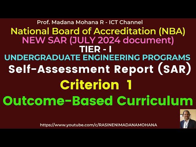 National Board of Accreditation-New SAR (UG Tier-I):JULY 2024 | Criteria-1.Outcome-Based Curriculum