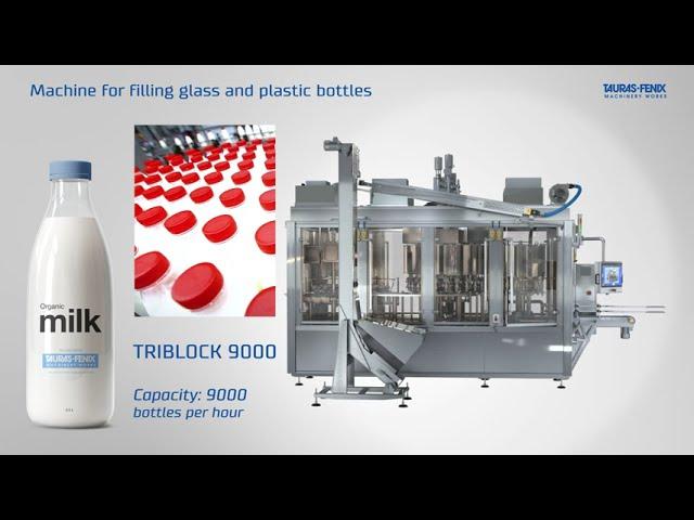 High-speed bottling line – 9000 bottles per hour / Triblock 9000