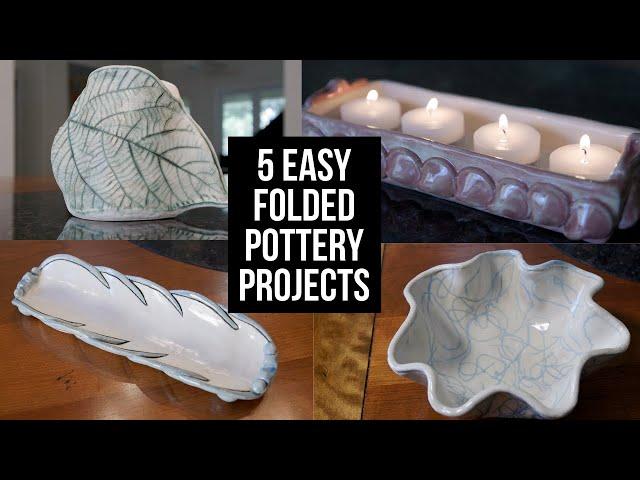 5 EASY Folded Pottery Projects!! FREE Spoon Rest TEMPLATE!