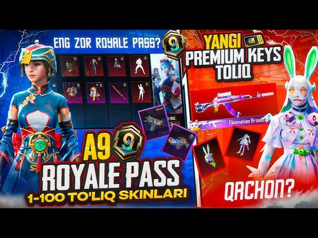  A9 ROYALE PASS 1-100-RP TO'LIQ!!! / BONUS PASS 2 TA MIFIK /  PREMIUM KEYS ANIQ KUNI va QUROLI!!!