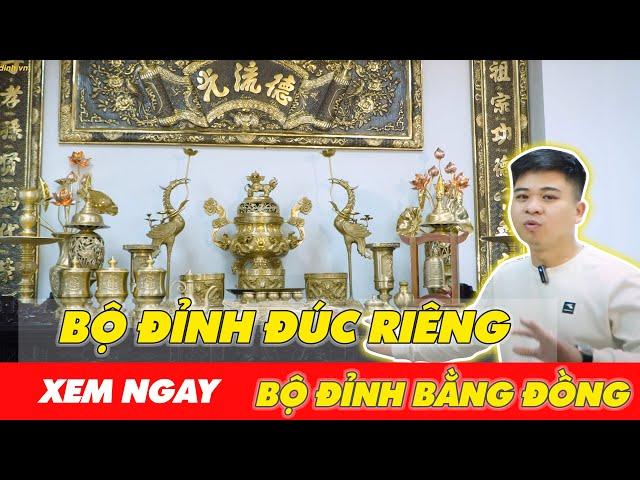 Bộ đỉnh đồng đúc riêng trọn bộ trên bàn thờ gia tiên - Đệ nhất đỉnh