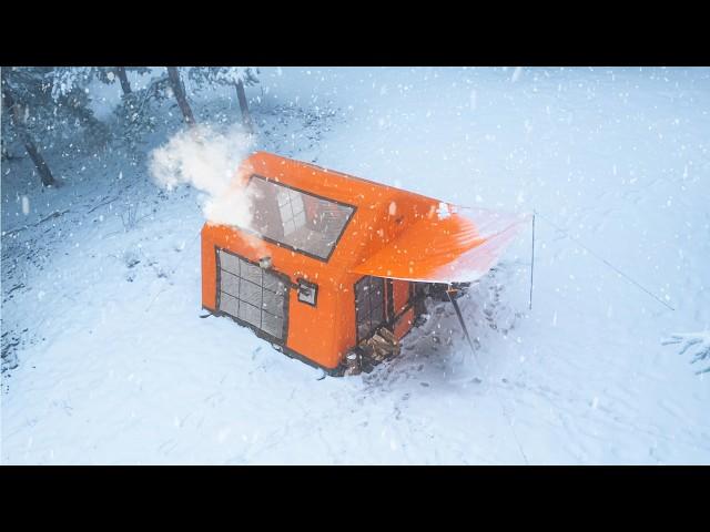 Snowstorm Camping in a Hot Tent