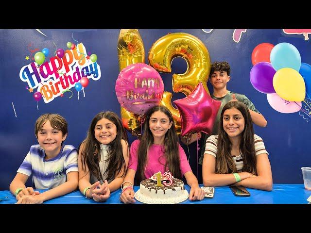 Celebrating Heidi's 13th happy birthday at a trampoline park with Family