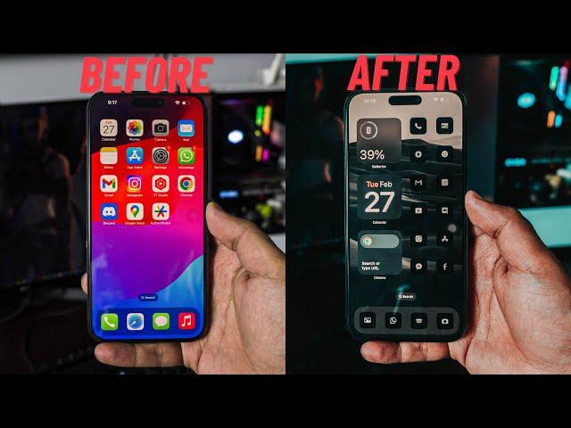 Minimal Dark iOS 17 Home | How to get Aesthetic iPhone Home Screen | Free ICON PACK & WALLPAPER