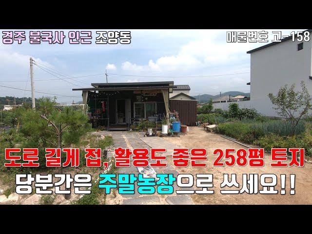 [고-158][경주 토지매매]  도로 50m이상 길게 접, 활용도 좋은 258평 토지 / 당분간은 주말농장으로 쓰세요! / 경주시 불국사 인근 조양동