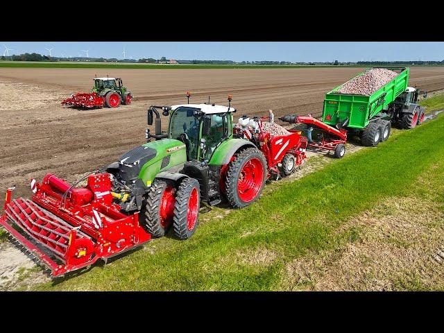 Potato Planting & Ridging | FENDT 728 Gen7 & 313 | Grimme GL 420 & Rotary Hiller | Vrolijk Landbouw