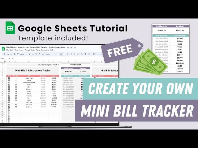 How to Create a Bills & Subscriptions Tracker - FREE Tutorial - Google Sheets Template - Spreadsheet