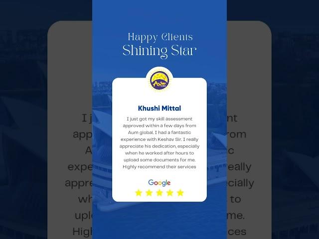 ⭐⭐⭐⭐⭐ Thank You, Khushi Mittal! | AUM Global Migration Client Review