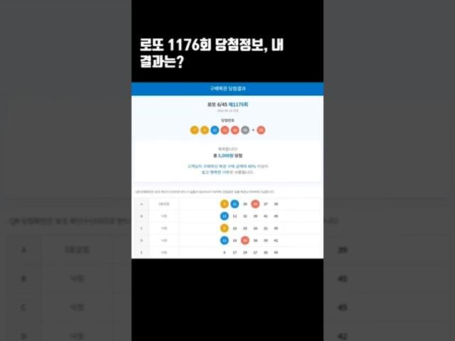 로또 1176회 당첨정보, 내 결과는?