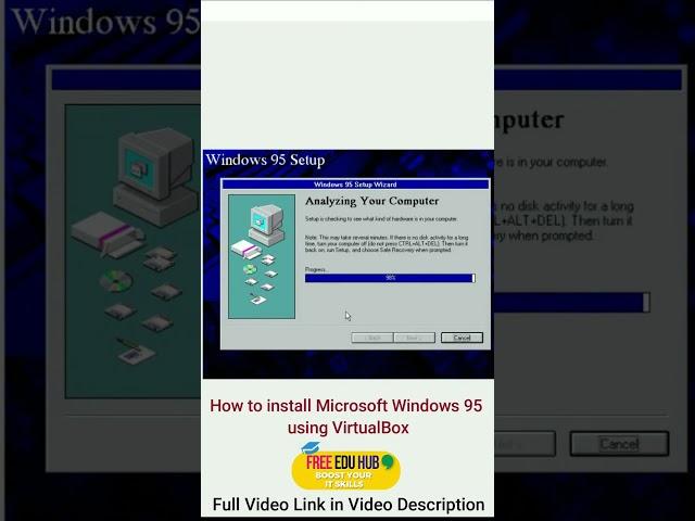 How to install Microsoft Windows 95 using VirtualBox - ACTUAL INSTALLATION  #freeeducation #windows