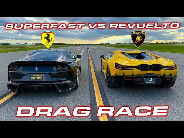 V12 BATTLE! * Lamborghini Revuelto vs Ferrari 812 Superfast * 1/2 Mile Drag Race