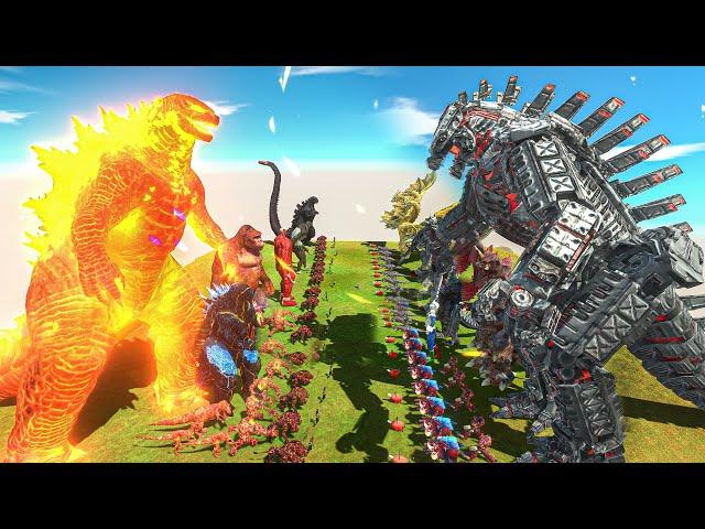 Thermo Godzilla x Kong VS King Ghidorah x Mechagodzilla - Animal Revolt Battle Simulator