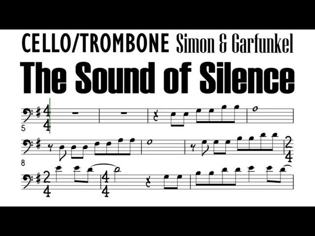 The Sound of Silence Cello Trombone Sheet Music Backing Track Play Along Partitura