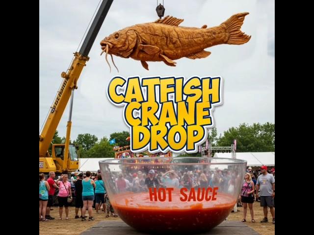 The Giant Catfish Drop: Hot sauce splash, then festival smash! #giantcatfishdrop #hotsauce #funnyvid