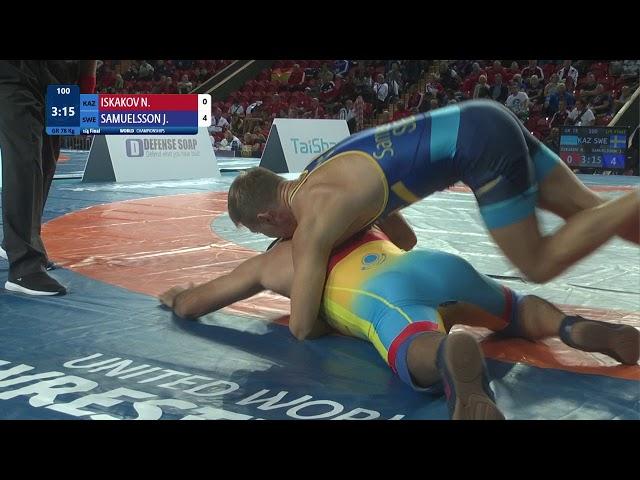 1/4 GR - 78 kg: N. ISKAKOV (KAZ) v. J. SAMUELSSON (SWE)