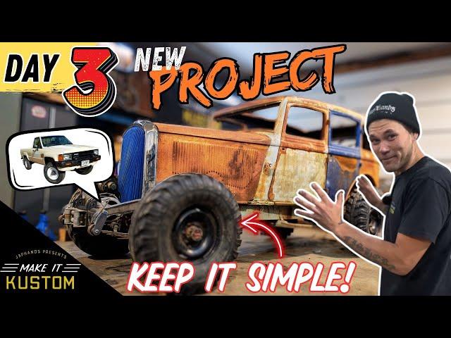 1932 Plymouth/Toyota? 4X4 CHALLENGE - DAY 3 - Mounting Front AXLE