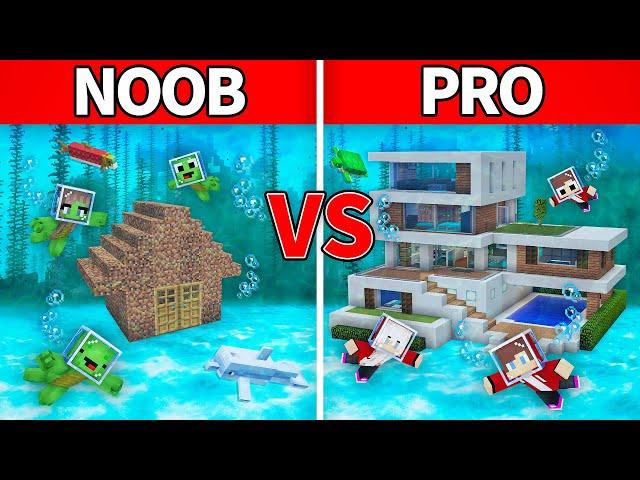 Mikey Family & JJ Family - NOOB vs PRO : Underwater House Build Challenge in Minecraft (Maizen)