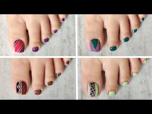 Best foot nail art ideas to do at home | Toe nail art using tape | Nail Delights 