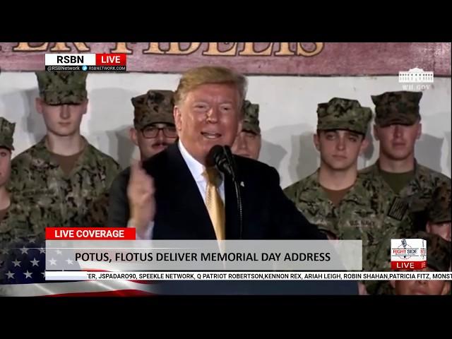 President Trump and the First Lady Participate in a Memorial Day Address Aboard the USS WASP