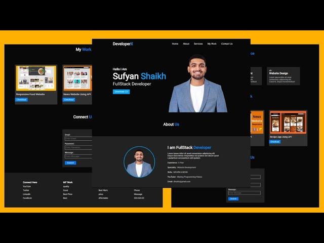 Responsive Personal Portfolio Website Using HTML CSS and JavaScript | Portfolio Website JavaScript