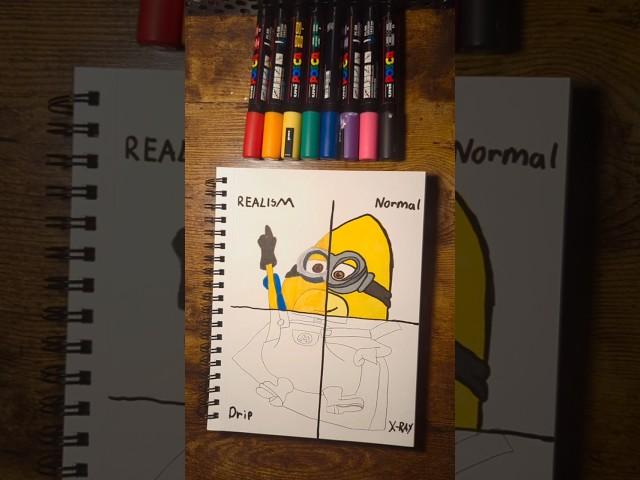 Drawing Mega Minion Gus From Despicable Me 4 In 4 Different Styles! Pt.2 #shortsfeed #shorts