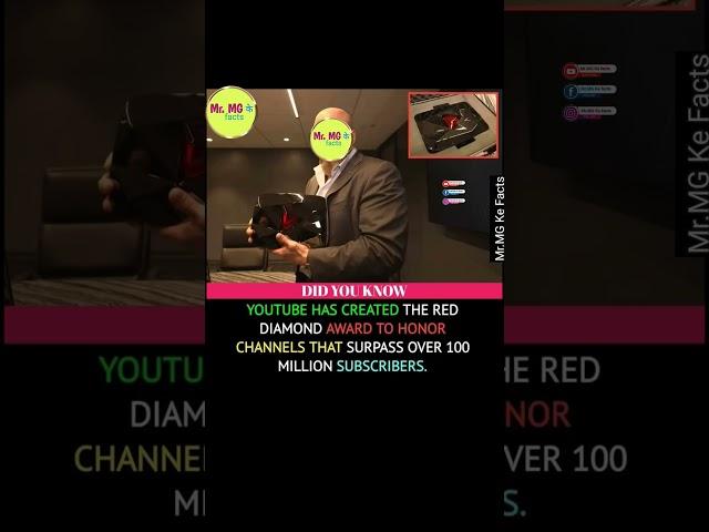 YOUTUBE HAS CREATED THE RED DIAMOND AWARD TO HONOR CHANNELS THAT SURPASS OVER 100M #shorts