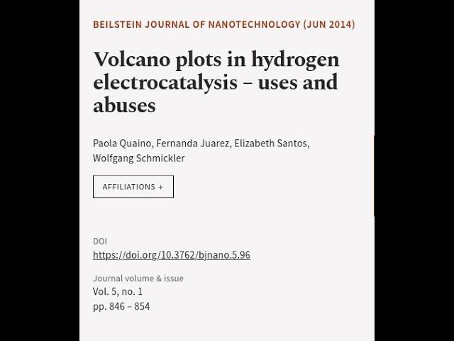 Volcano plots in hydrogen electrocatalysis – uses and abuses | RTCL.TV
