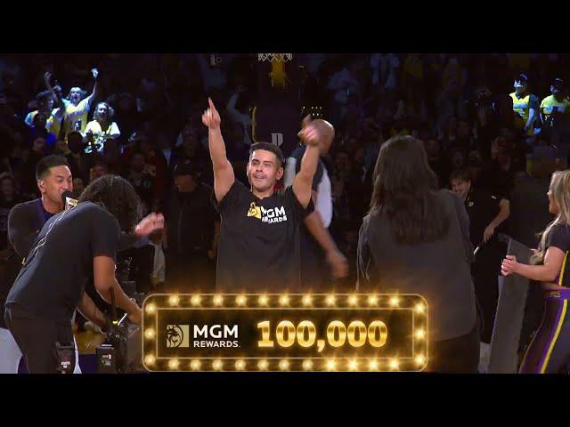 Lakers Fan Wins $100k with a Halfcourt Shot 