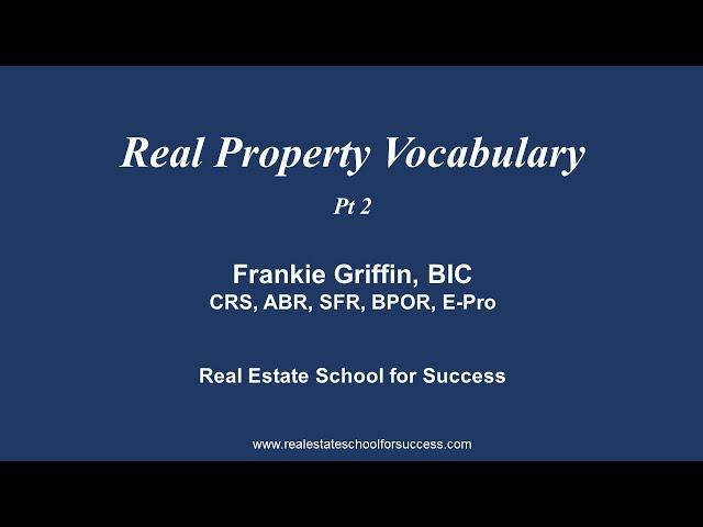 Real Property Vocabulary