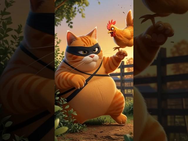 Fat Cat vs Chicken  | 3D Animated AI Short #funny #cat #3danimation #meowflix