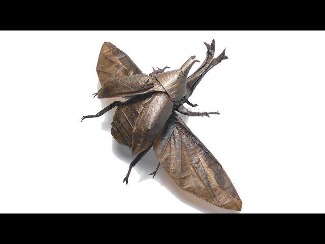 ORIGAMI FLYING KABUTOMUSHI TIME LAPSE (Shuki Kato) 折り紙 日本のカブトムシ оригами Käfer