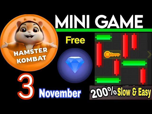 3 November  Puzzle Trick: P2E Hamster Kombat key MiniGame Solved, slow step by step! 