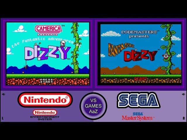 The Fantastic Adventures of Dizzy (NES VS Master System)side by side comparison