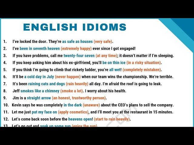 100 Common Idioms Frequently Used in Daily English Conversations