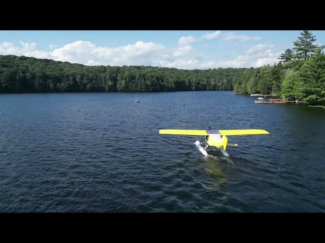 Nail-Biting Takeoff: Ultralight #Floatplane Battles Strong Winds on Muskoka Lake!